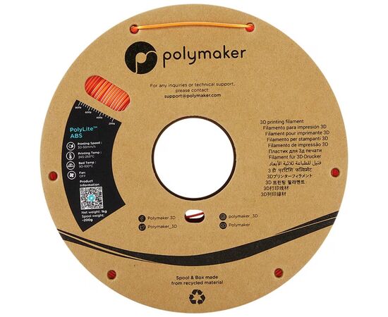 Пластик для 3D-принтера Polymaker ABS POLYLITE 1,75mm 1kg ORANGE (PE01009), изображение 2