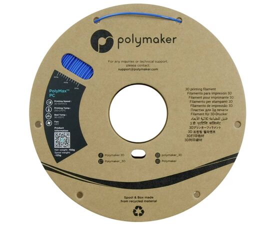Пластик для 3D-принтера Polymaker PC PolyMax TOUGH 1,75mm 0,75kg BLUE (PC02011), зображення 2