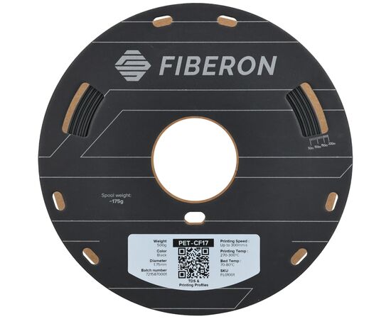 Пластик для 3D-принтера Polymaker Fiberon PET-CF17 1,75mm 0,5kg BLACK (FL01001), изображение 2