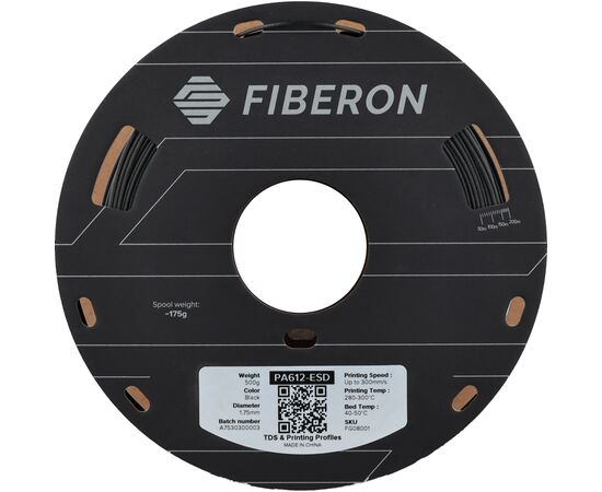Пластик для 3D-принтера Polymaker Fiberon PA612-ESD 1,75mm 0,5kg BLACK (FG08001), изображение 2