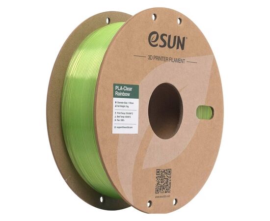 Пластик для 3D-принтера eSUN PLA Clear Rainbow 1,75mm 1kg GREEN-Crystal (PLA-CLRB175O-CG1P1)