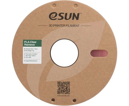 Пластик для 3D-принтера eSUN PLA Clear Rainbow 1,75mm 1kg PINK-Crystal (PLA-CLRB175O-CP1P1), зображення 2