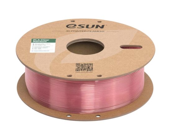 Пластик для 3D-принтера eSUN PLA Clear Rainbow 1,75mm 1kg PINK-Crystal (PLA-CLRB175O-CP1P1), зображення 3