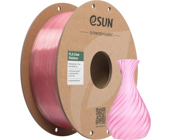 Пластик для 3D-принтера eSUN PLA Clear Rainbow 1,75mm 1kg PINK-Crystal (PLA-CLRB175O-CP1P1), зображення 4