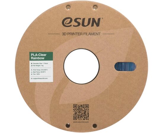 Пластик для 3D-принтера eSUN PLA Clear Rainbow 1,75mm 1kg PURPLE BLUE CYAN (PLA-CLRB175RB-ZUCY1P1), зображення 2