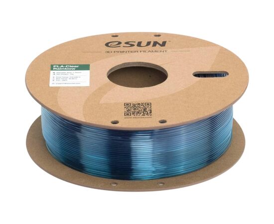 Пластик для 3D-принтера eSUN PLA Clear Rainbow 1,75mm 1kg PURPLE BLUE CYAN (PLA-CLRB175RB-ZUCY1P1), зображення 3