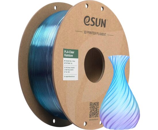 Пластик для 3D-принтера eSUN PLA Clear Rainbow 1,75mm 1kg PURPLE BLUE CYAN (PLA-CLRB175RB-ZUCY1P1), зображення 4