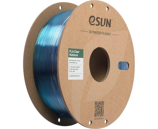Пластик для 3D-принтера eSUN PLA Clear Rainbow 1,75mm 1kg PURPLE BLUE CYAN (PLA-CLRB175RB-ZUCY1P1)