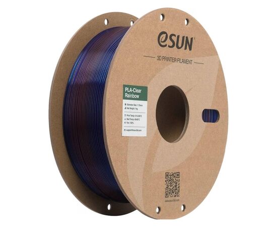 Пластик для 3D-принтера eSUN PLA Clear Rainbow 1,75mm 1kg Transl BLUE PURPLE (PLA-CLRB175T-UZ1P1)