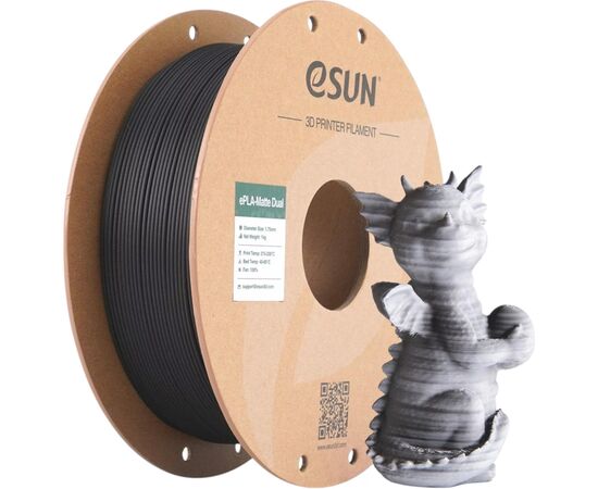 Пластик для 3D-принтера eSUN PLA matte dual 1,75mm 1kg BLACK WHITE (PLA-MTD175B-BW1P1), зображення 4
