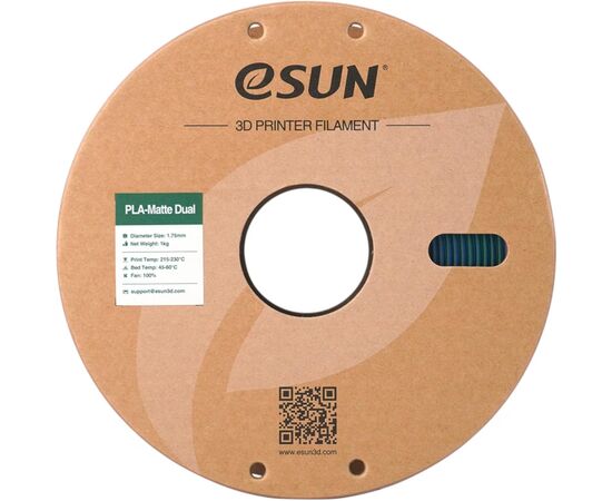 Пластик для 3D-принтера eSUN PLA matte dual 1,75mm 1kg GREEN BLUE (PLA-MTD175B-UG1P1), зображення 2