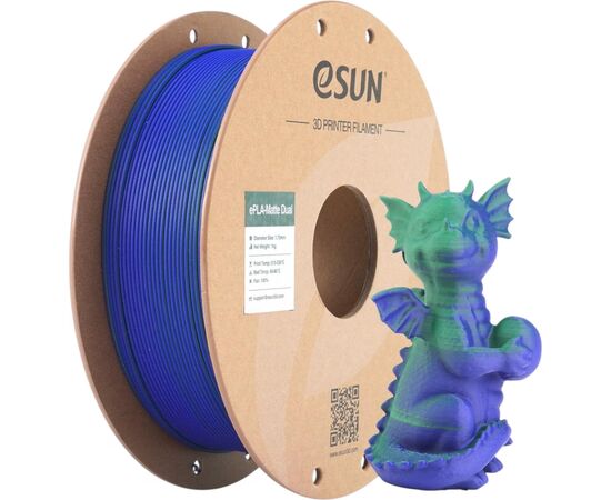 Пластик для 3D-принтера eSUN PLA matte dual 1,75mm 1kg GREEN BLUE (PLA-MTD175B-UG1P1), зображення 4