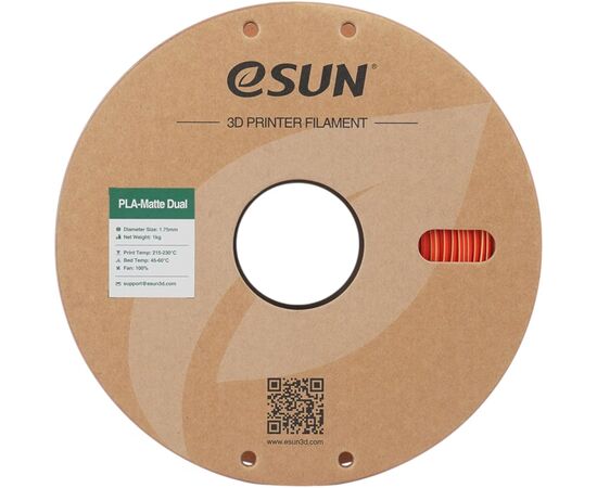Пластик для 3D-принтера eSUN PLA matte dual 1,75mm 1kg RED YELLOW (PLA-MTD175B-RY1P1), зображення 2