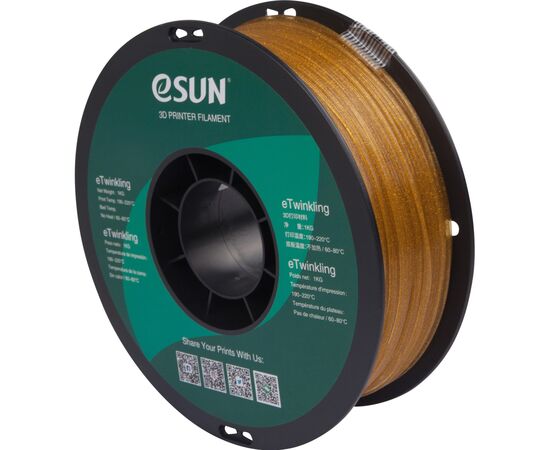 Пластик для 3D-принтера eSUN PLA eTwinkling 1кг, 1.75мм, GOLD (ETWINKLING175J1), зображення 3