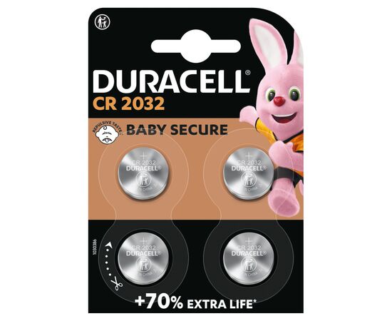 Батарейка CR 2032 специальная литиевая типа таблетка 2032 3V, 4 шт. Duracell (5007662/5010951/5014799), изображение 2