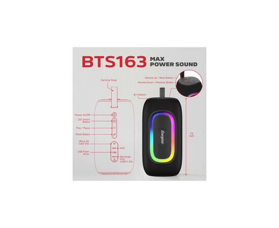 Акустическая система Energizer BTS163 Black (BTS163), изображение 11