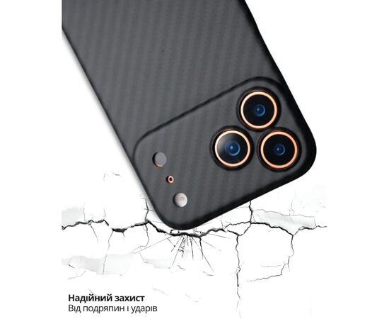 Чохол до мобільного телефона BeCover FIBRA Carbonite MagSafe Apple iPhone 17 Pro Black (715409), зображення 5