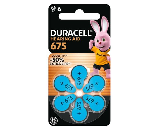 Батарейка Duracell для слуховых аппаратов размер 675, 6 шт. в упаковке (5004326), изображение 2