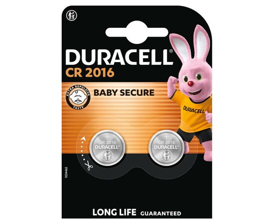 Батарейка CR 2016 специальная литиевая типа таблетка 2016 3V, 2 шт. Duracell (5007667/5010969/5014810), изображение 2