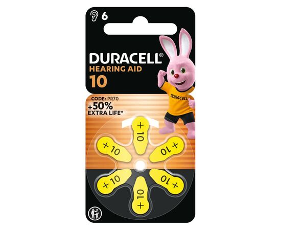 Батарейка Duracell для слуховых аппаратов размер 10, 6 шт. в упаковке (5007510/5011445), изображение 2