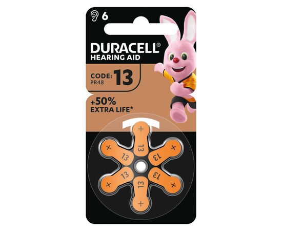 Батарейка Duracell для слуховых аппаратов размер 13, 6 шт. в упаковке (5004322), изображение 2