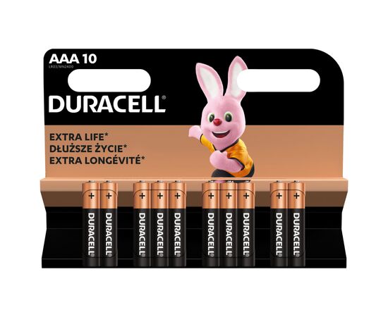 Батарейка Duracell AAA лужні 10 шт. в упаковці (5002509/5006462), зображення 2