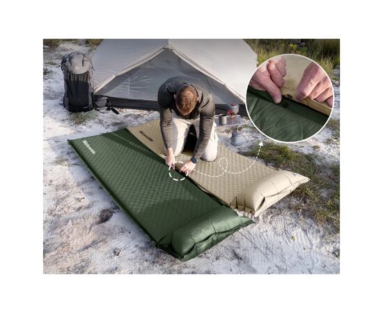 Туристический коврик Naturehike CNK2450WS020, самонадувний, 200х63х10 см, бежевий (6927595712719), изображение 4