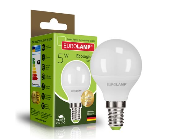 Лампочка Eurolamp LED G45 5W E14 3000K 220V (LED-G45-05143(P)), изображение 2