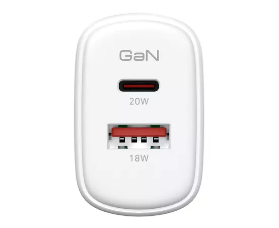 Зарядний пристрій Armorstandart 1xUSB-C + 1xUSB 20W GaN white (ARM89531), зображення 2