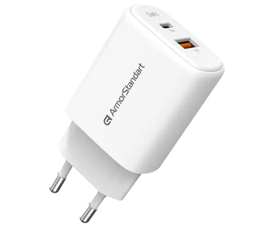 Зарядний пристрій Armorstandart 1xUSB-C + 1xUSB 20W GaN white (ARM89531), зображення 4