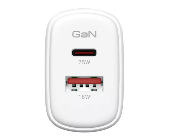 Зарядний пристрій Armorstandart 1xUSB-C + 1xUSB 25W GaN white (ARM89532), зображення 2