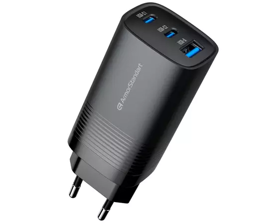 Зарядний пристрій Armorstandart 2xUSB-C + 1xUSB 67W GaN black (ARM88384)