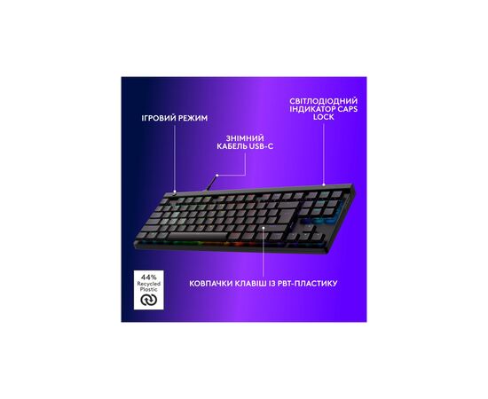 Клавиатура Logitech G515 Rapid TKL Wired USB UA Black (920-013861), изображение 6