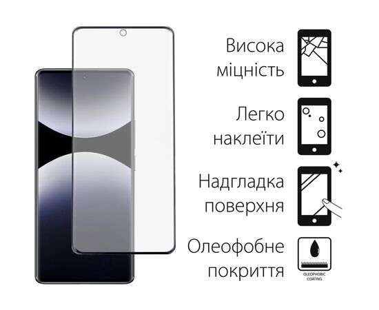 Стекло защитное Dengos Xiaomi Redmi Note 14 Pro 4G / 5G + camera protection Black (DG-TGSCP-09), изображение 2