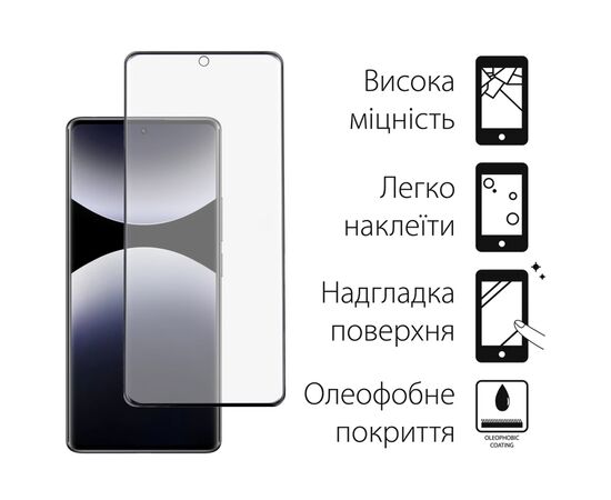 Стекло защитное Dengos Xiaomi Redmi Note 14 Pro 5G + camera protection Black (DG-TGSCP-12), изображение 2