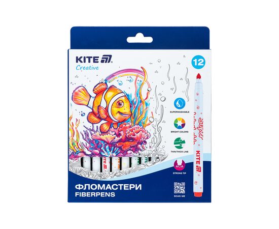 Фломастеры Kite Creative Superwashable 12 цветов (K-1152)