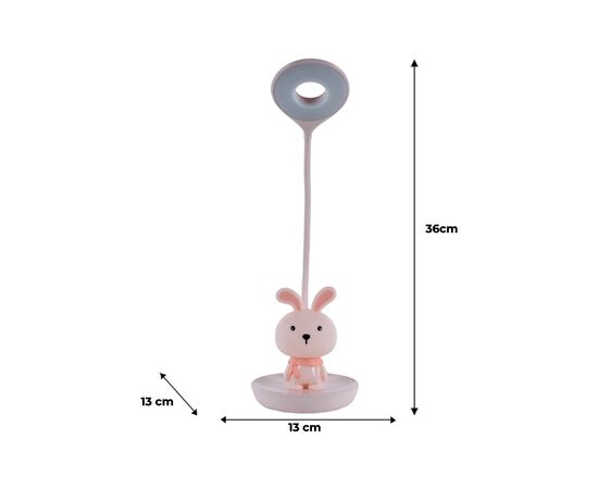 Настольная лампа Kite Bunny LED с аккумулятором, розовая (K24-492-1-2), изображение 7
