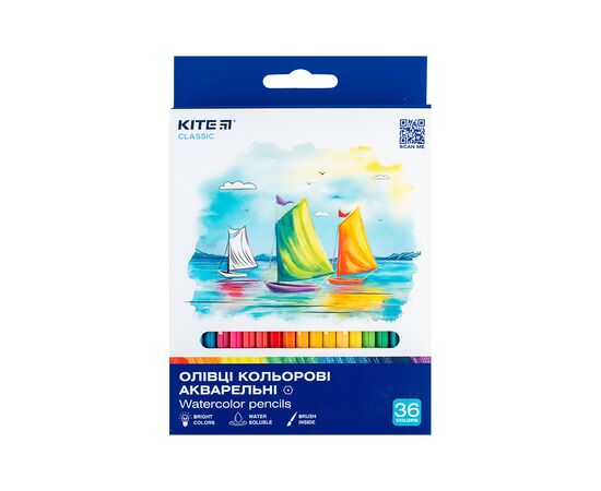 Олівці кольорові Kite Classic акварельні, 36 кольорів (K-1052)