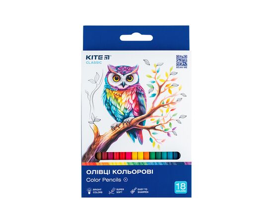 Олівці кольорові Kite Classic 18 кольорів (K-052)