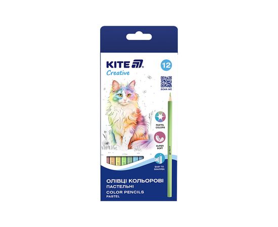 Карандаши цветные Kite Creative Pastel 12 кольорів (K-451)
