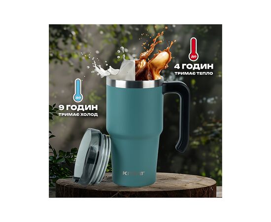 Термокружка Kite з ручкою 600 мл зелена (K24-1207-3), изображение 9