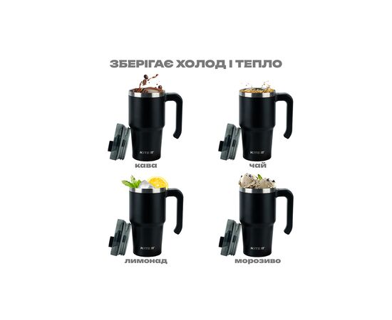 Термокружка Kite з ручкою 600 мл чорна (K24-1207-1), изображение 10
