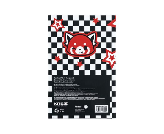 Блокнот Kite А6 Aggretsuko, твердая обложка, 80 листов, клетка (AR25-199), изображение 5