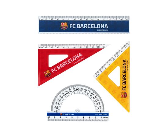 Лінійка Kite набір: лінійка 15 см, 2 косинця, транспортир FC Barcelona (BC25-282)