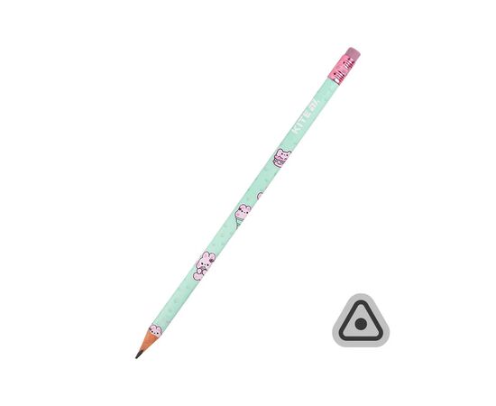 Олівець графітний Kite Feel Good тригранний, з гумкою, НВ (K25-046-2)