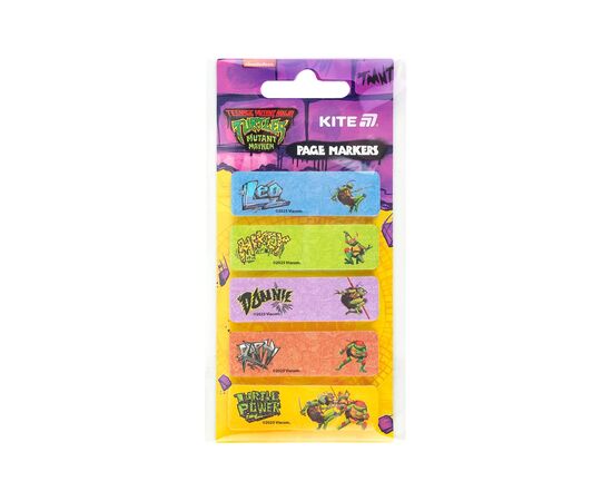 Стікер-закладка Kite паперова з малюнком Ninja Turtles, 100 шт, 5х15х50 мм, прямокутна (NT25-480), зображення 2