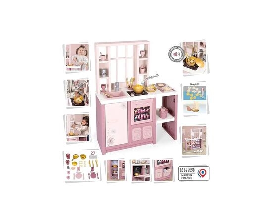 Игровой набор Smoby Интерактивная кухня Лофт с аксессуарами и звуковым эффектом, розовая (7600312602), изображение 5