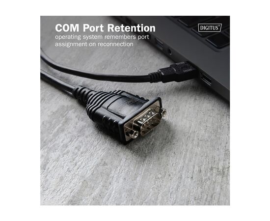 Кабель для передачі даних USB 2.0 AM to COM 1.8m DB9 RS232 FT232RNL black Digitus (DA-70172), зображення 5