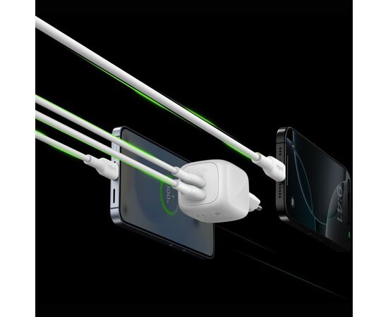 Зарядний пристрій Belkin 2xUSB-C PD50W GaN PPS white (WCH019KQWH), зображення 12