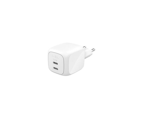 Зарядний пристрій Belkin 2xUSB-C PD50W GaN PPS white (WCH019KQWH)